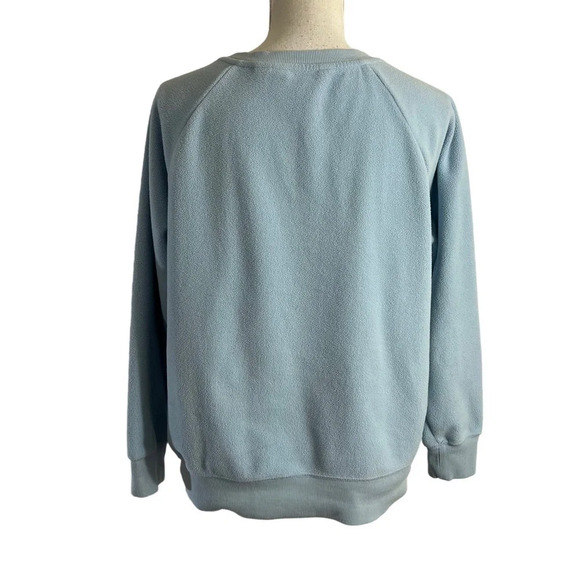 Lands End Light Blue Fleece Pullover Size Medium Crewneck Long Sleeves Comfort - Picture 3 of 5